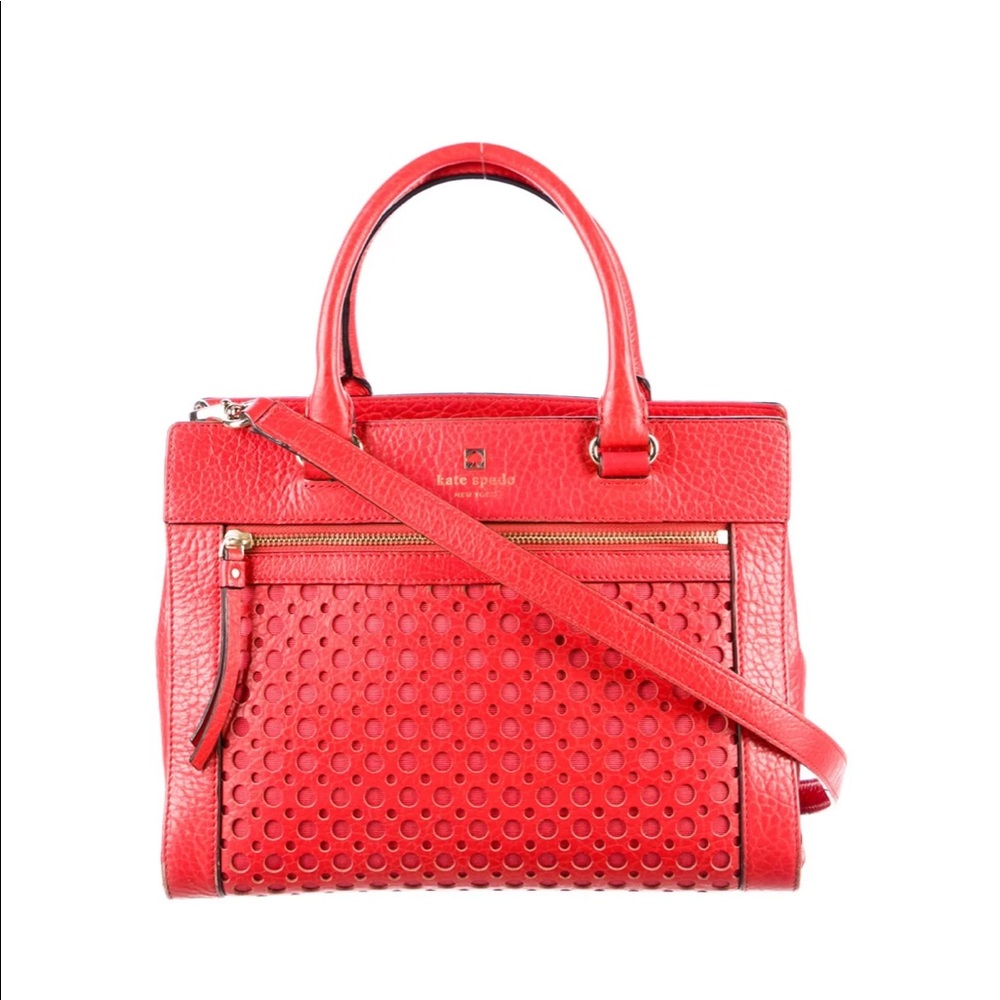 Kate Spade Red Leather Satchel Bag Like New